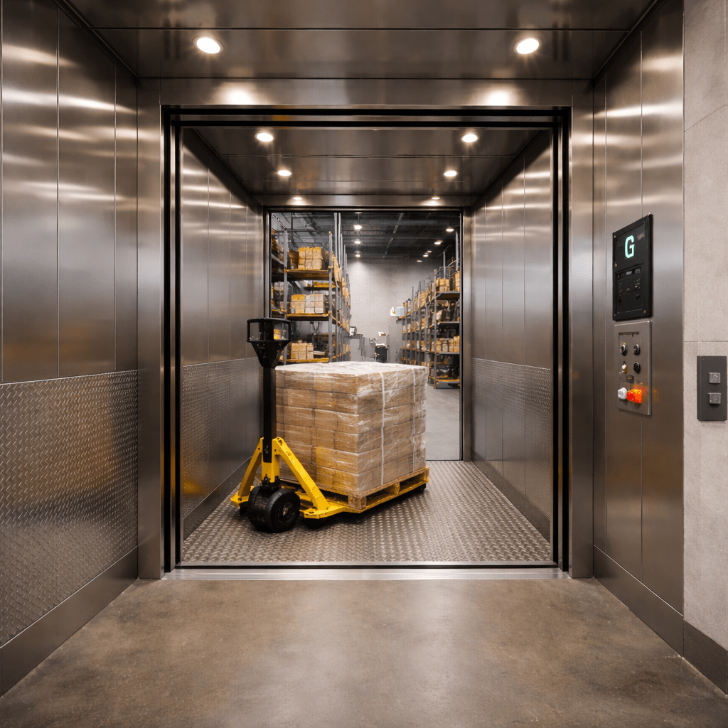 Heavy-duty freight elevator designed for industrial and specialized applications