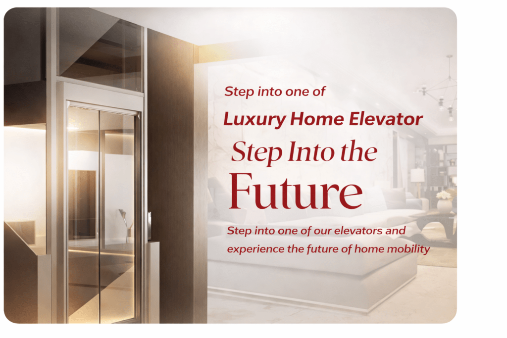 Luxury home elevator with modern glass design in a premium residential interior